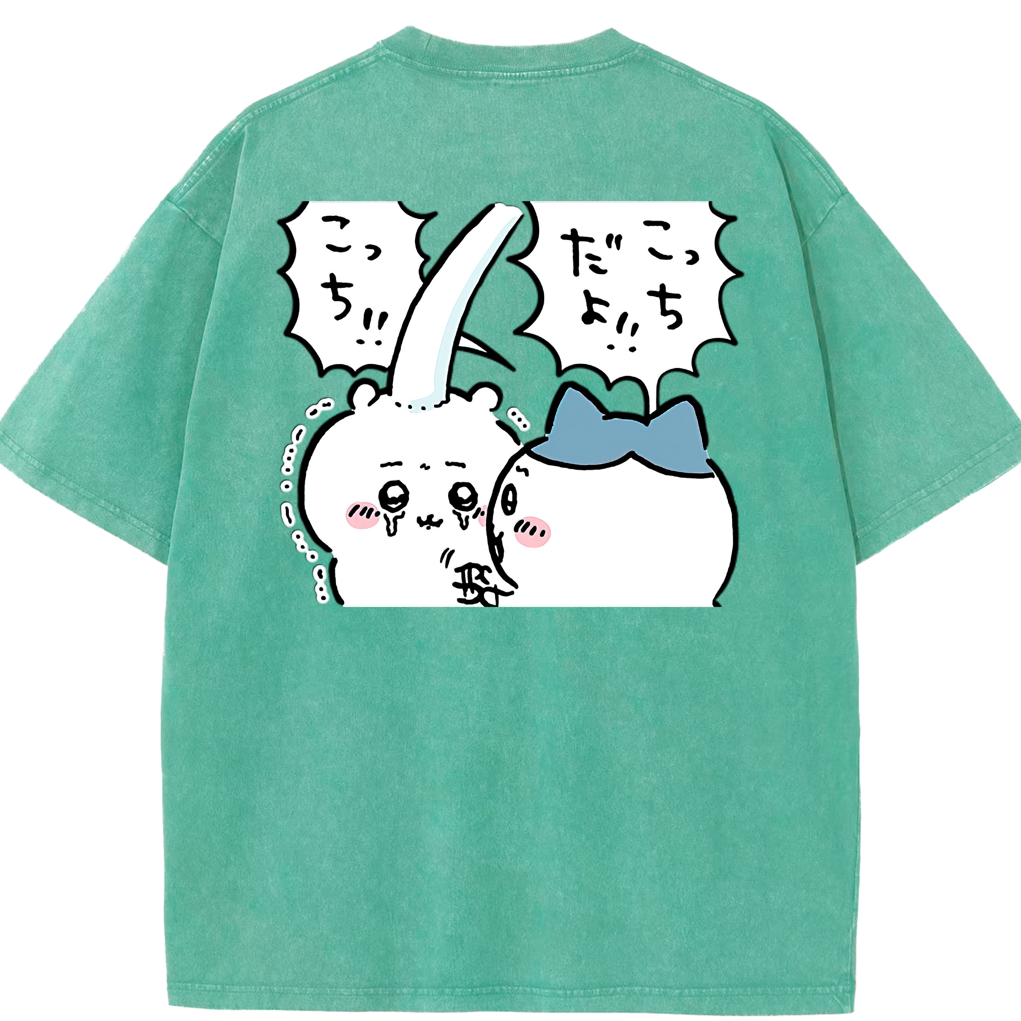 （画像用） ちいかわ ハチワレ Chii-kawa hachiware 綿100% ヴィンテージ風 半袖Tシャツ（背面プリント）